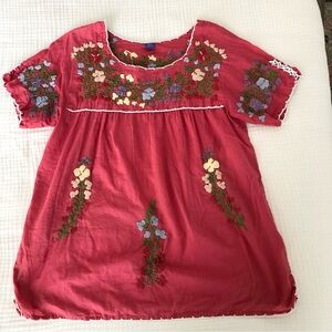 Raj Dark Rose Blouse with Floral Embroidery